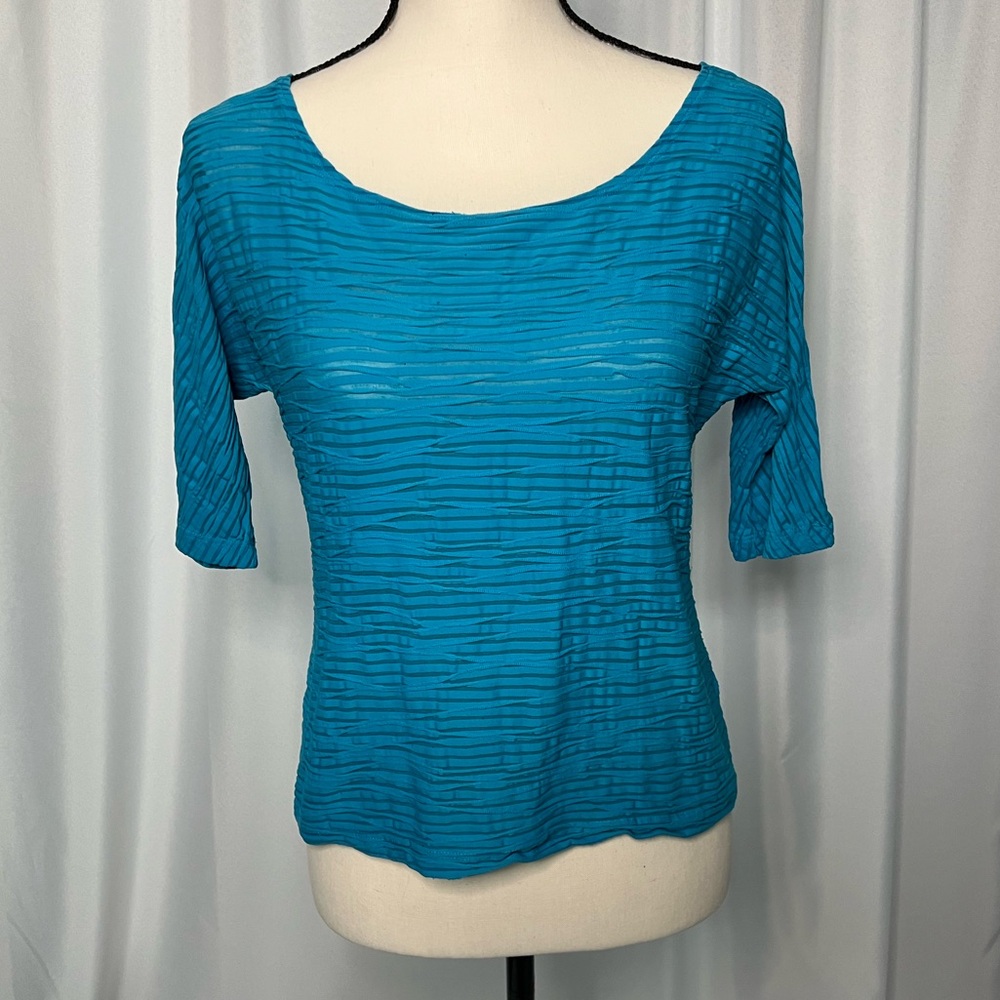 Karen Kane Lifestyle VintageTurquoise Burnout 1/2 Sleeve Blouse - size Large
